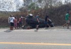 Acidente na BR-104: policial militar fica ferido após capotamento
