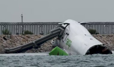 Avião de carga derrapa na pista e cai no mar ao pousar em Hong Kong; duas pessoas morreram