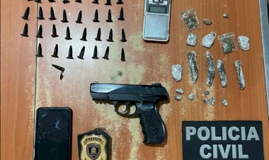 Homem é preso com drogas e arma falsa em São Sebastião de Lagoa de Roça/PB