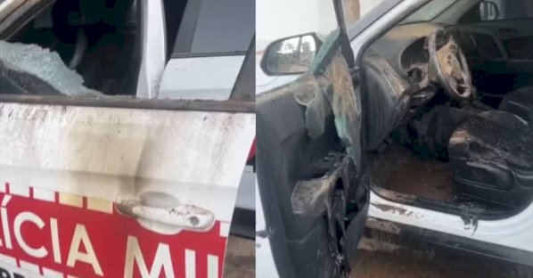 Homens são presos após atear fogo em viatura da PM no Sertão da Paraíba